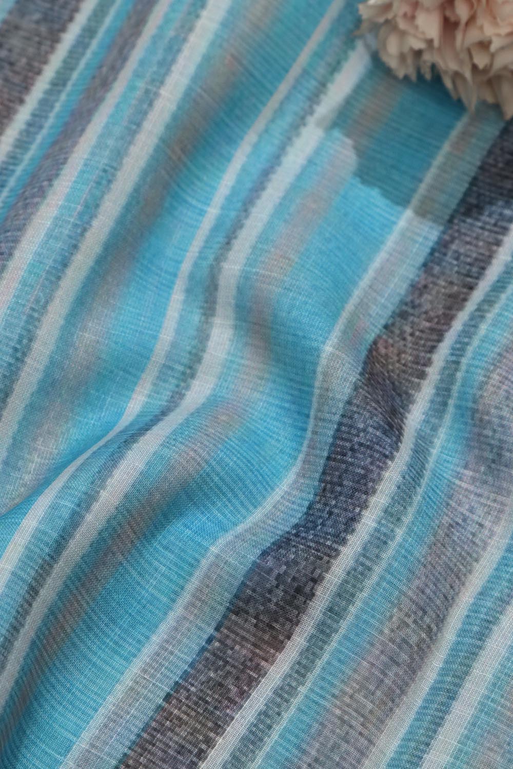 Vibrant Blue Wrinkle Free Cotton Linen Digital Printed Fabric Cordset ( 4.5 Mtr ) - Luxurion World