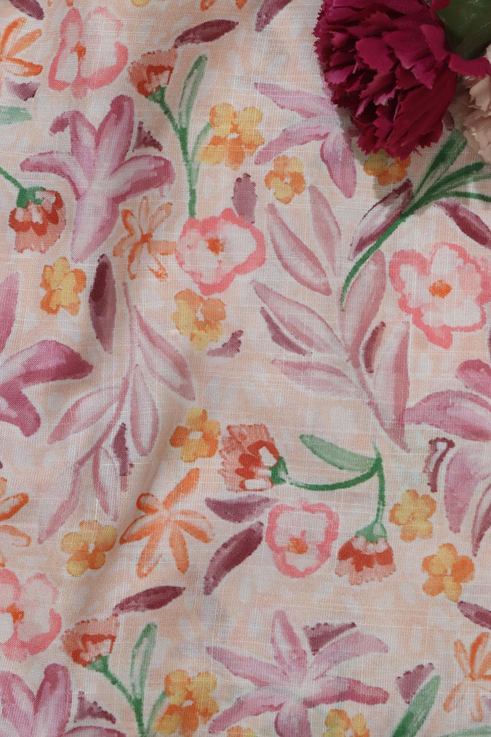 Vibrant Multicolor Wrinkle Free Cotton Linen Digital Printed Fabric ( 1 Mtr ) - Luxurion World