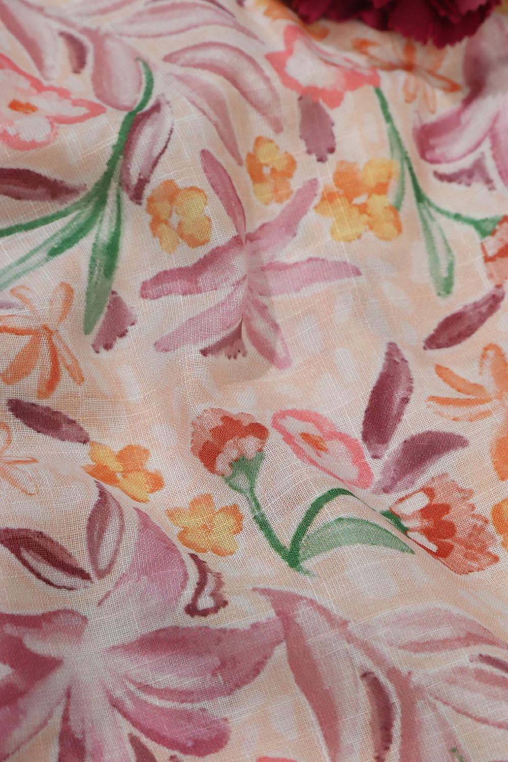 Vibrant Multicolor Wrinkle Free Cotton Linen Digital Printed Fabric ( 1 Mtr ) - Luxurion World