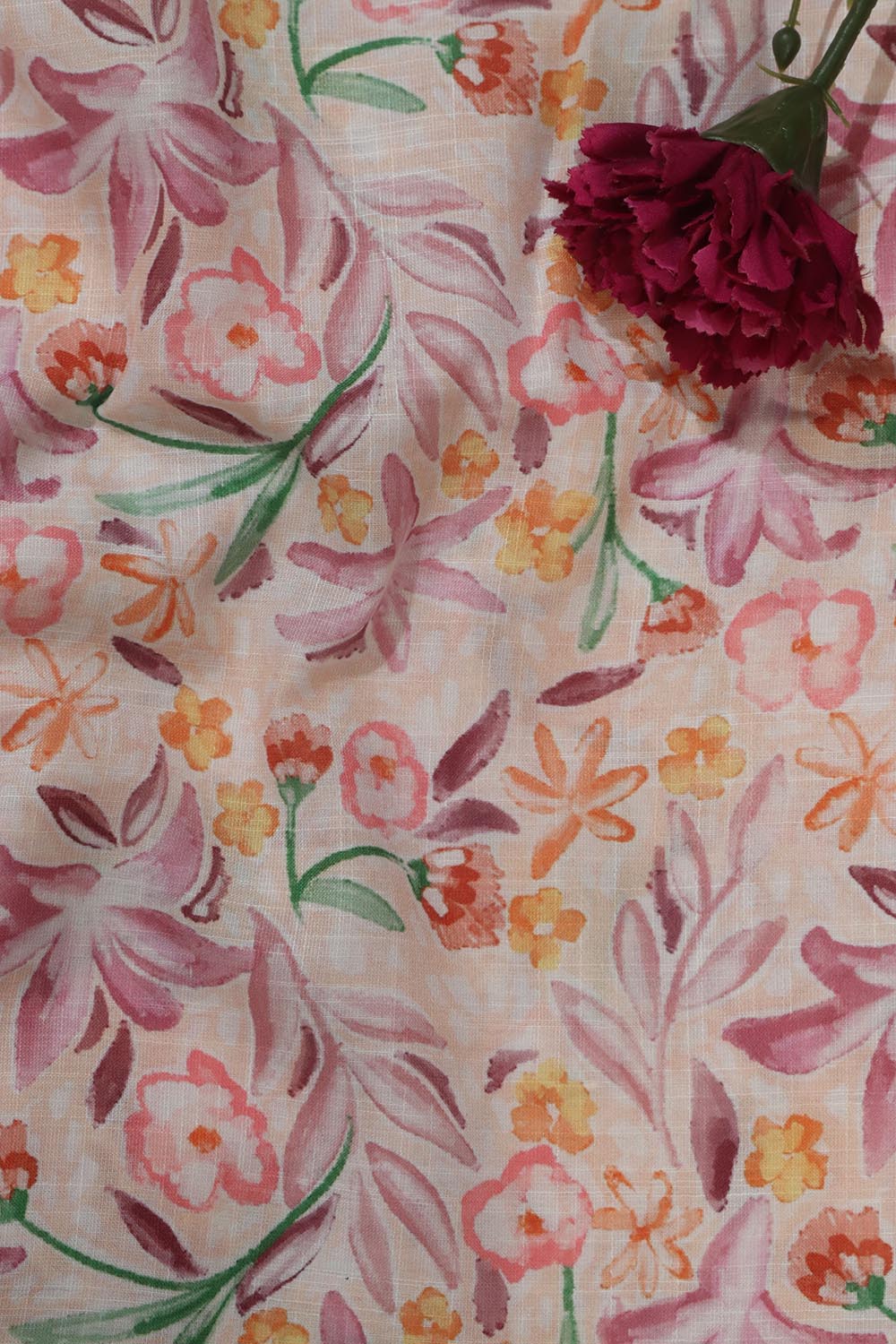 Vibrant Multicolor Wrinkle Free Cotton Linen Digital Printed Fabric ( 1 Mtr ) - Luxurion World