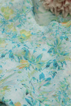 Vibrant Blue Wrinkle Free Cotton Linen Digital Printed Fabric ( 1 Mtr ) - Luxurion World