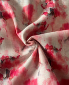 Pink Digital Printed Wrinkle Free Linen Cotton Fabric ( 1 Mtr ) - Luxurion World