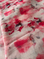 Pink Digital Printed Wrinkle Free Linen Cotton Fabric ( 1 Mtr ) - Luxurion World