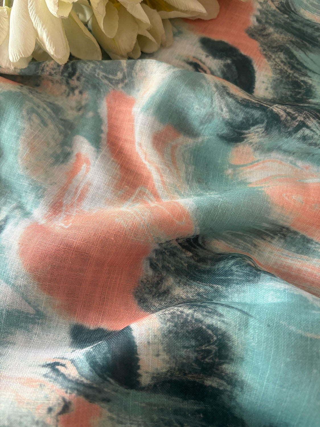 Multicolor Cotton Linen Digital Printed Fabric ( 1 Mtr ) - Luxurion World