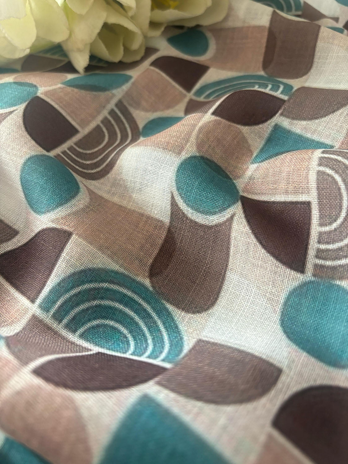 Multicolor Cotton Linen Digital Printed Fabric ( 1 Mtr ) - Luxurion World
