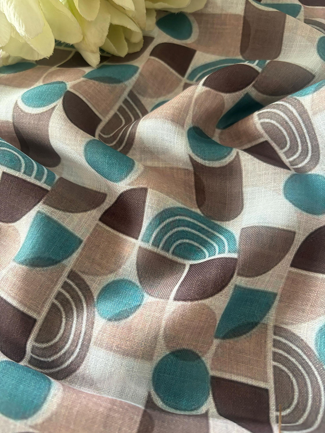 Multicolor Cotton Linen Digital Printed Fabric ( 1 Mtr ) - Luxurion World