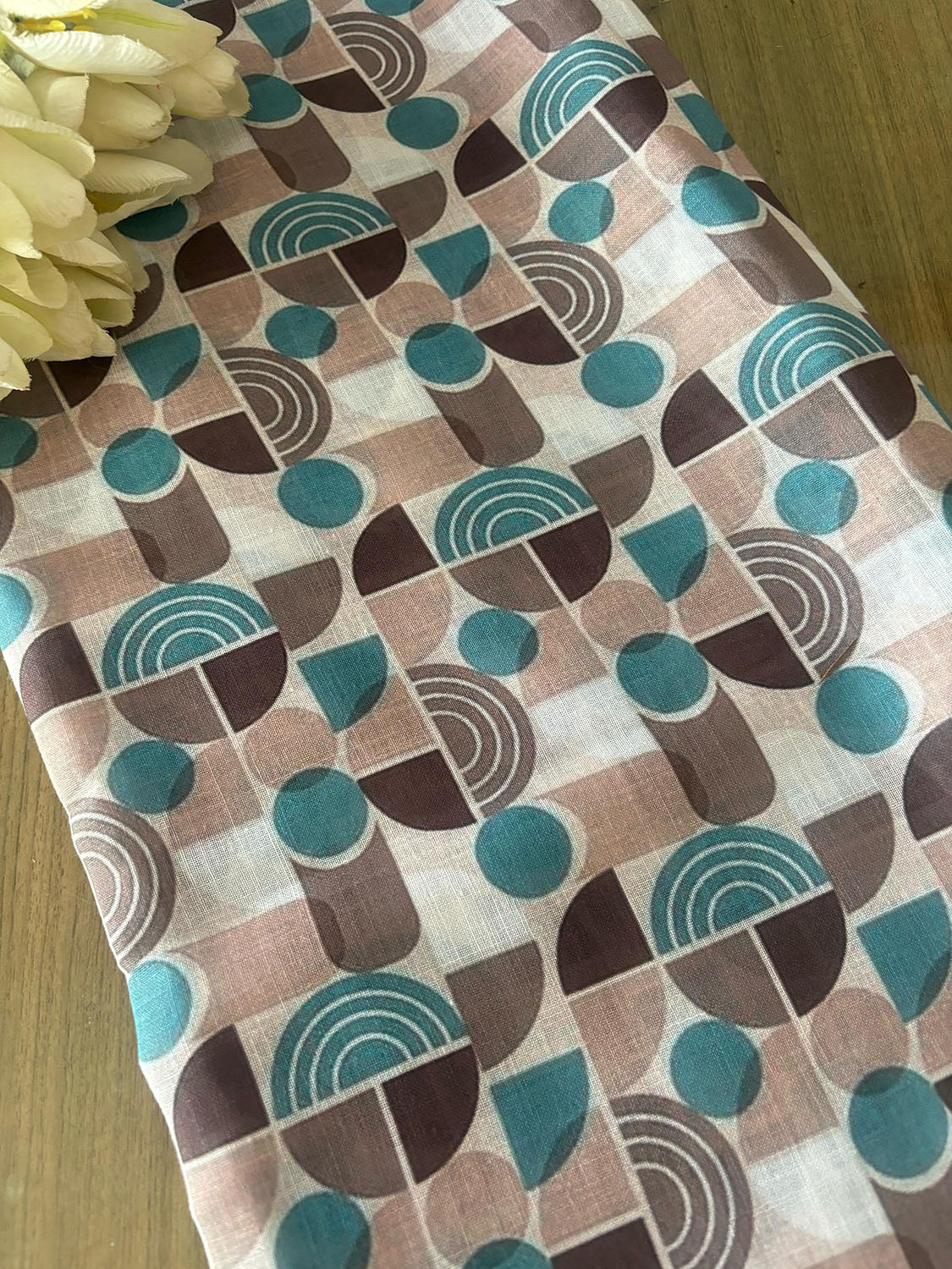 Multicolor Cotton Linen Digital Printed Fabric ( 1 Mtr ) - Luxurion World