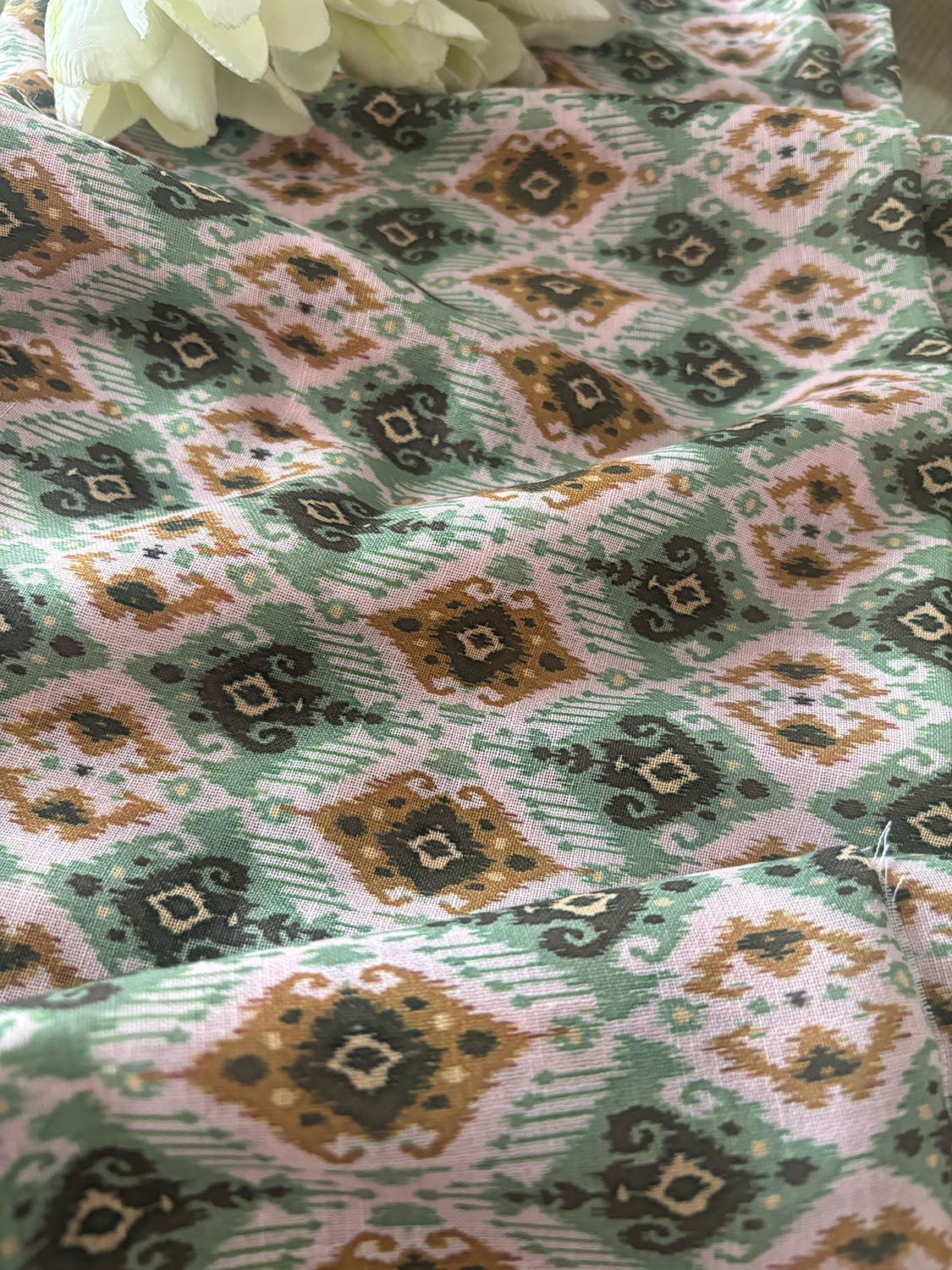 Multicolor Cotton Linen Digital Printed Fabric ( 1 Mtr ) - Luxurion World