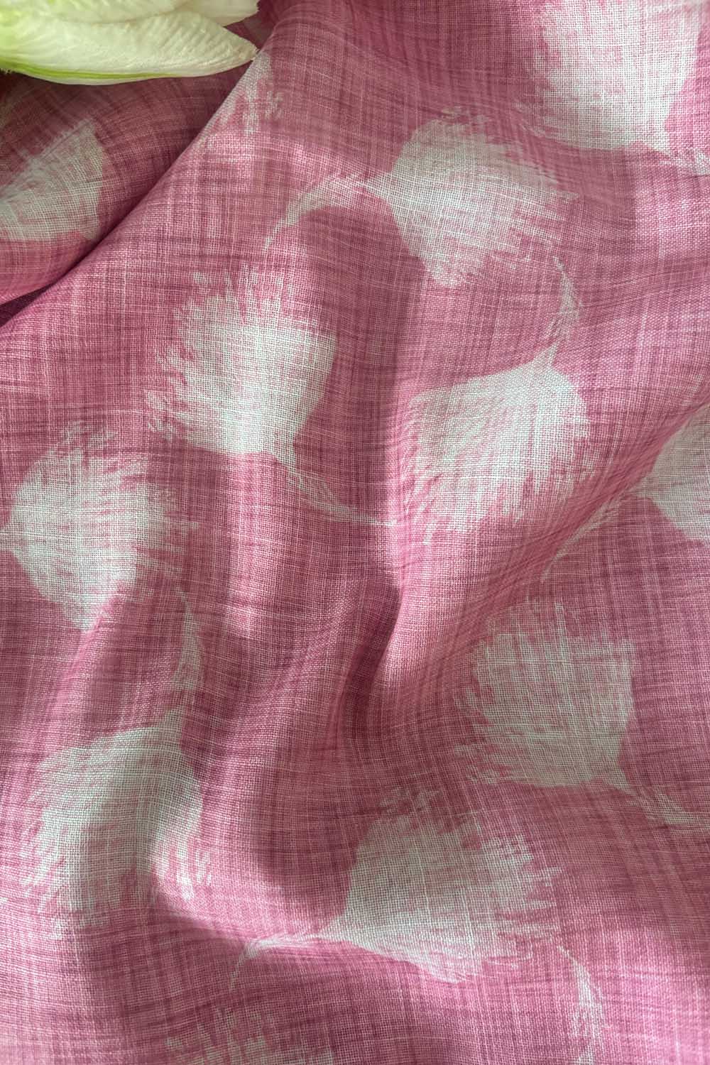 Pink Cotton Linen Digital Printed Fabric ( 1 Mtr ) - Luxurion World