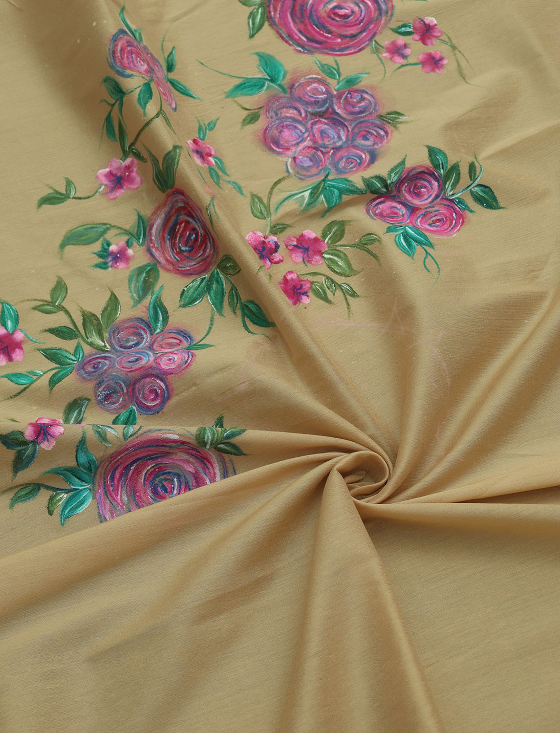 Pastel Cotton Silk Blouse Fabric: Hand Painted - 1 Mtr - Luxurion World