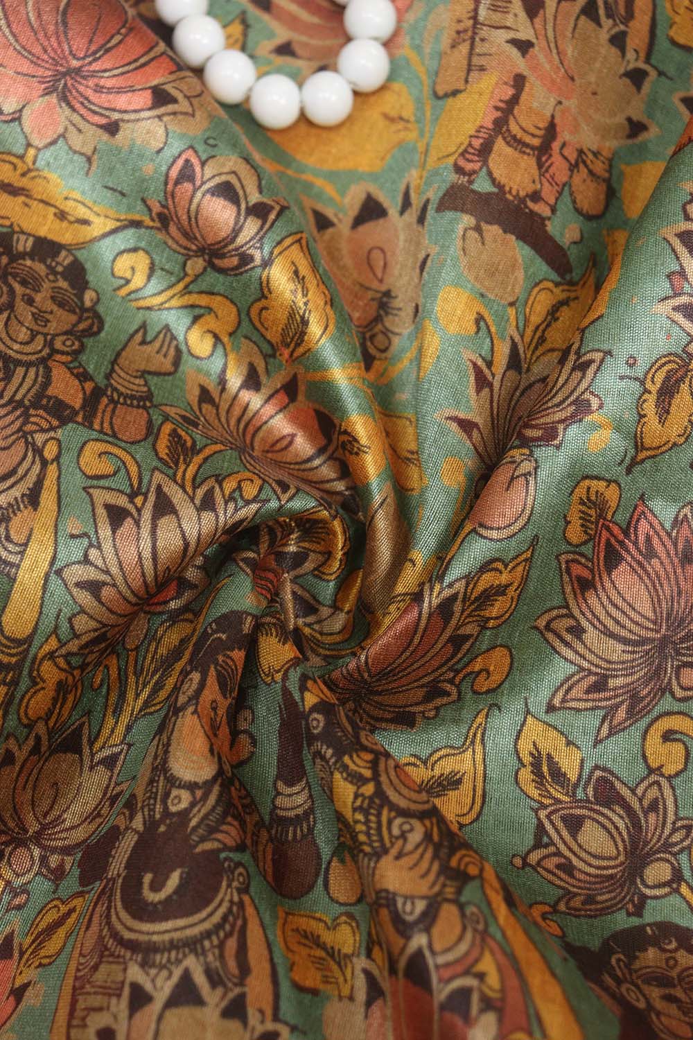 Vibrant Multicolor Kalamkari Tussar Silk: Exquisite Digital Prints ( 1 Mtr ) - Luxurion World