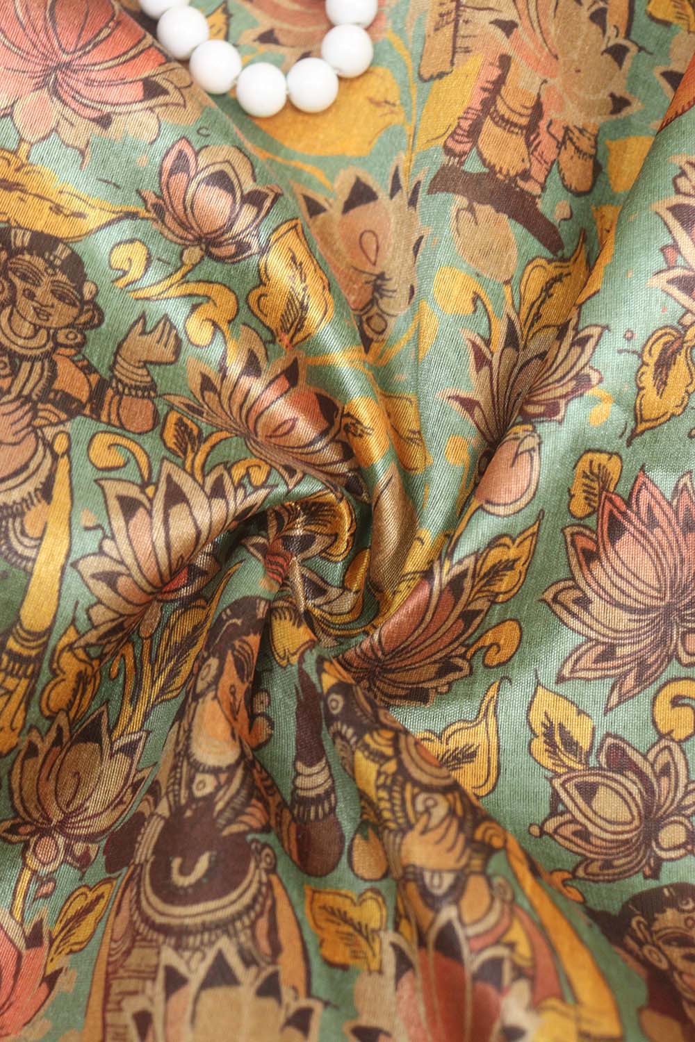 Vibrant Multicolor Kalamkari Tussar Silk: Exquisite Digital Prints ( 1 Mtr ) - Luxurion World