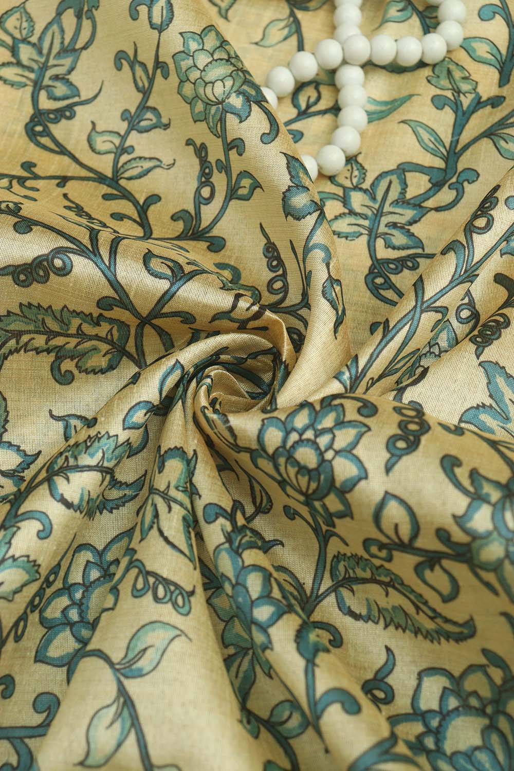 Pastel Kalamkari Tussar Silk: Exquisite Digital Prints  ( 1 Mtr ) - Luxurion World