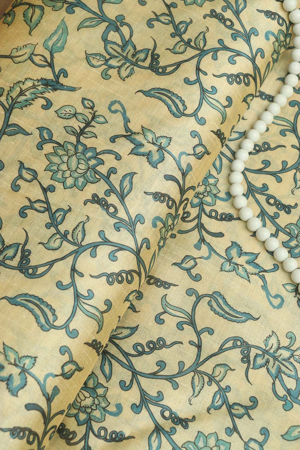 Pastel Kalamkari Tussar Silk: Exquisite Digital Prints  ( 1 Mtr ) - Luxurion World