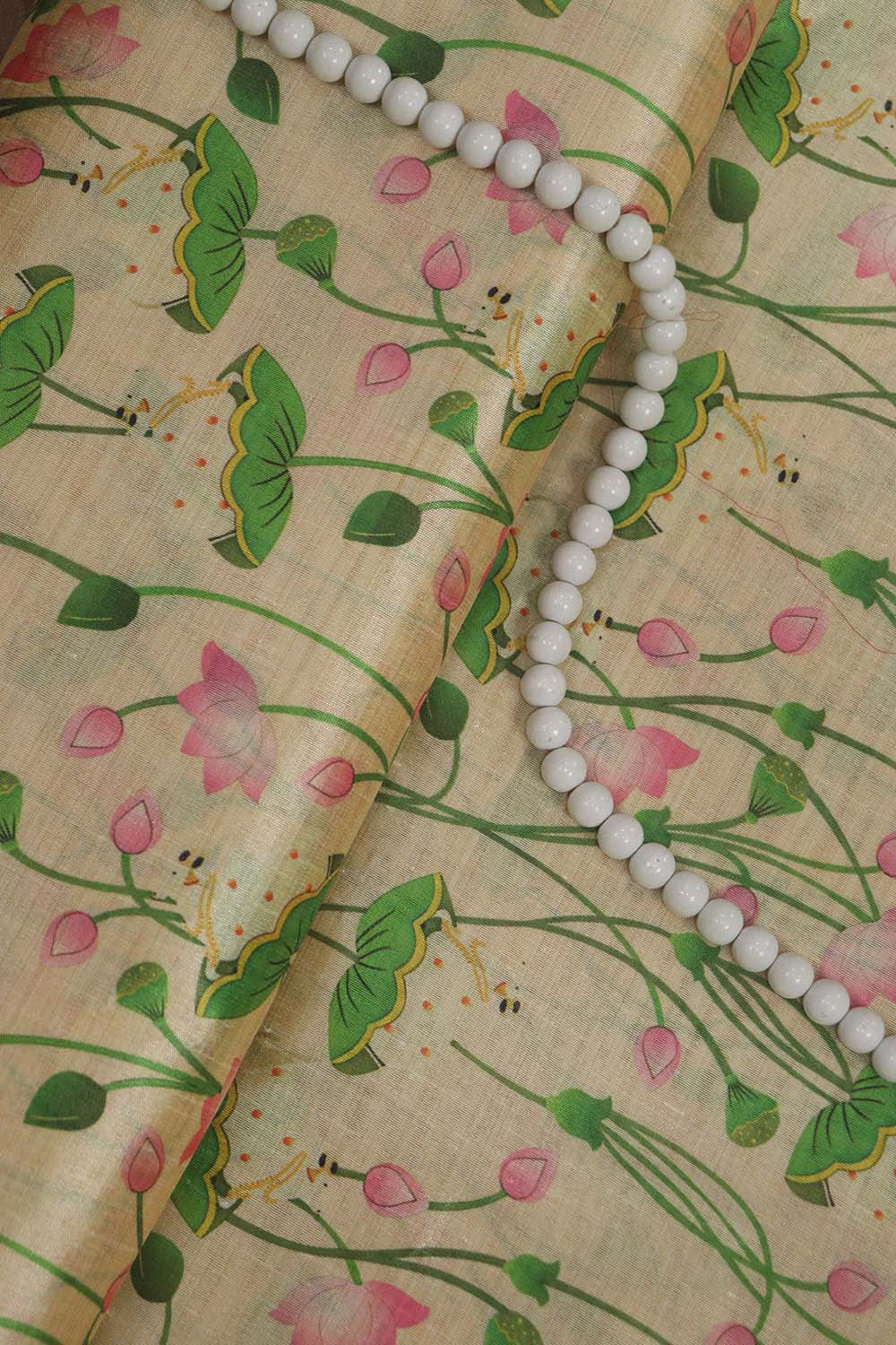 Pastel Pichwai Tussar Silk: Exquisite Digital Prints ( 1 Mtr ) - Luxurion World