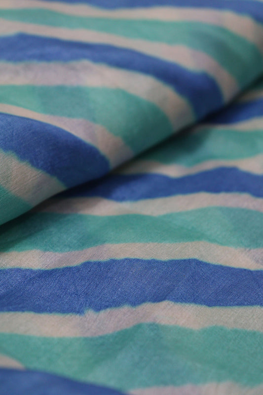 Stunning Multicolor Leheriya Tie And Dye Tussar Silk Fabric - 1 Mtr - Luxurion World