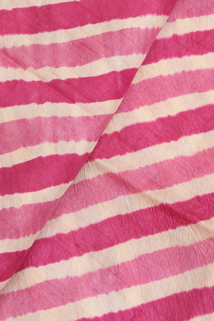 Multicolor Leheriya Tie And Dye Pure Tussar Silk Fabric ( 1 Mtr )