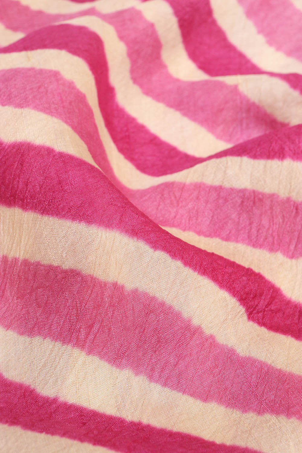 Multicolor Leheriya Tie And Dye Pure Tussar Silk Fabric ( 1 Mtr ) - Luxurion World