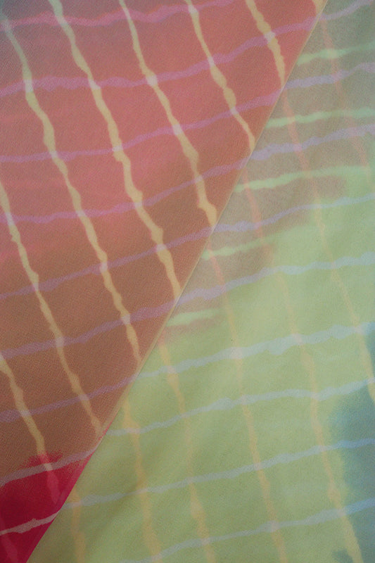 Multicolor Leheriya Printed Georgette Fabric ( 1 Mtr )