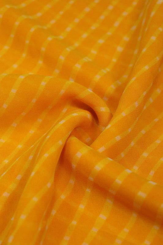 Yellow Leheriya Printed Georgette Fabric ( 1 Mtr ) - Luxurion World