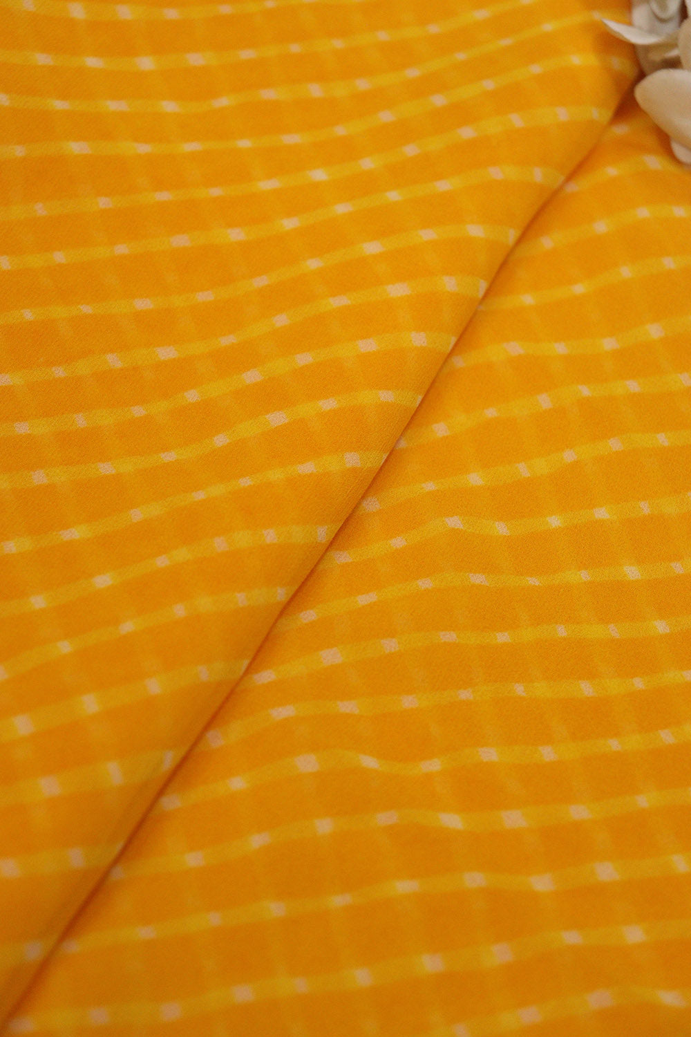 Yellow Leheriya Printed Georgette Fabric ( 1 Mtr ) - Luxurion World
