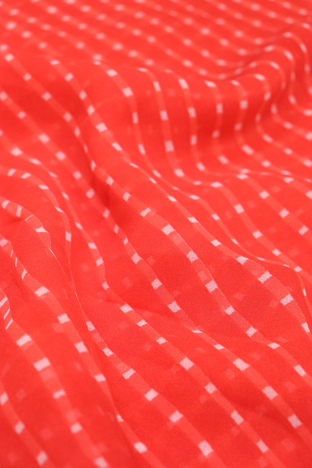 Red Leheriya Printed Georgette Fabric ( 1 Mtr ) - Luxurion World