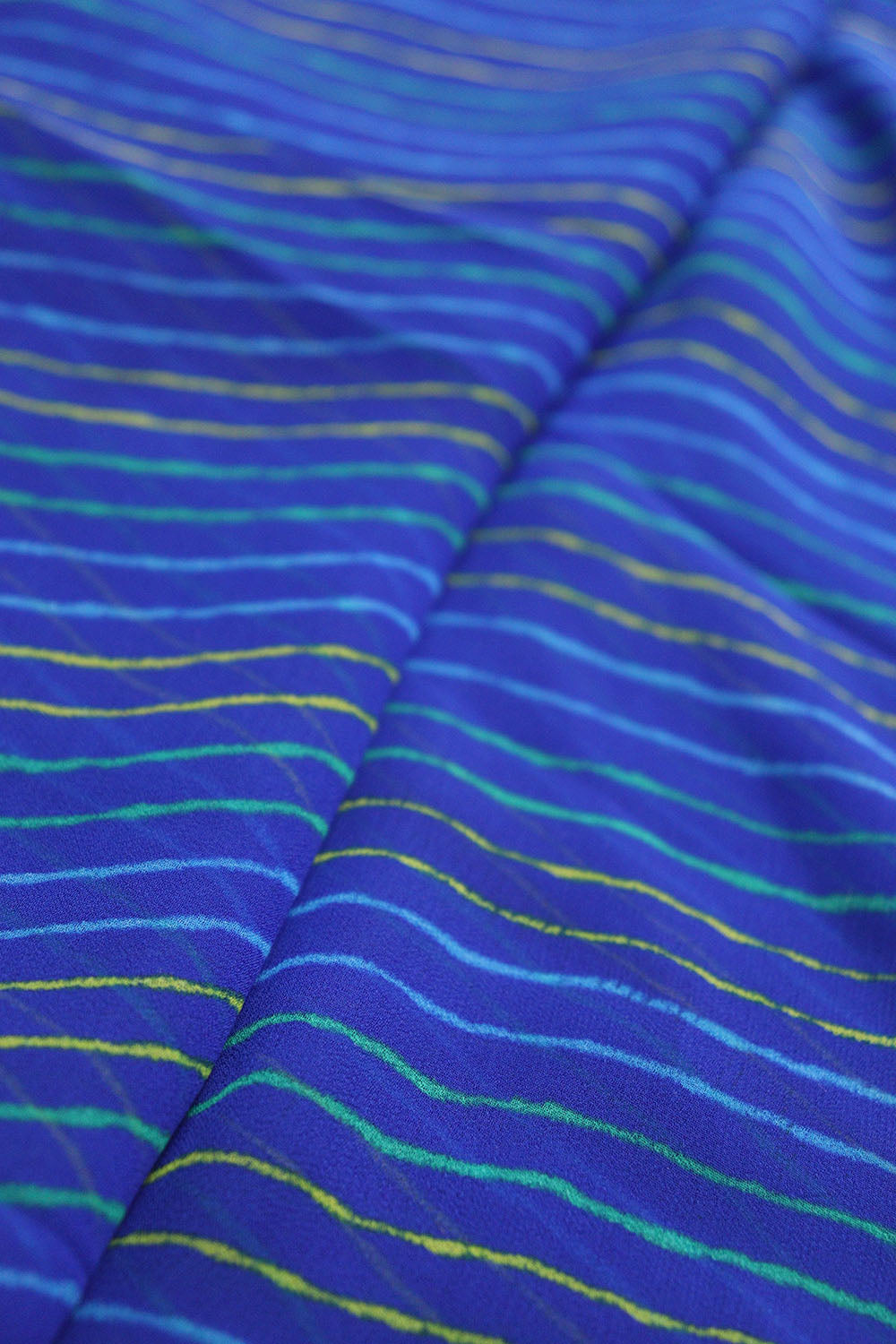Blue Leheriya Printed Georgette Fabric ( 1 Mtr ) - Luxurion World