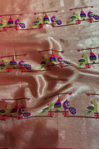 Golden Paithani Brocade Silk Peacock & Parrot Fabric (1 Mtr) - Luxurion World