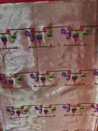 Golden Paithani Brocade Silk Peacock & Parrot Fabric (1 Mtr) - Luxurion World
