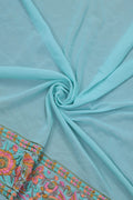 Stunning Blue Georgette Blouse with Embroidered Floral and Bird Design - Luxurion World