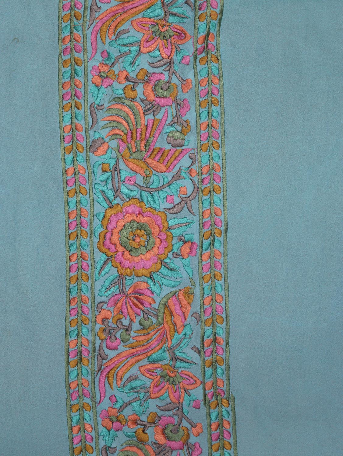 Stunning Blue Georgette Blouse with Embroidered Floral and Bird Design - Luxurion World