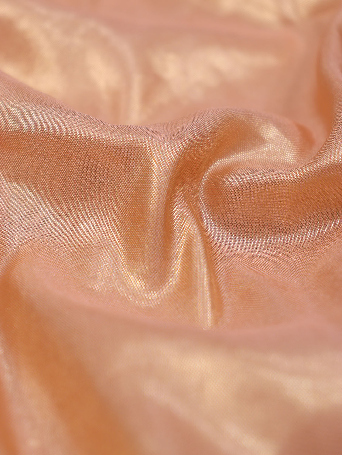 Soft Peach Tissue Katan Silk Fabric  (1 mtr) - Luxurion World