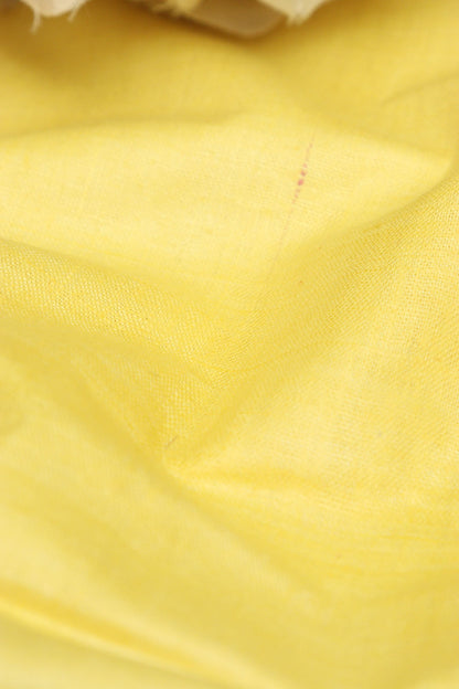 Yellow Plain Handloom Pure Matka Silk Fabric ( 1 Mtr ) - Luxurion World