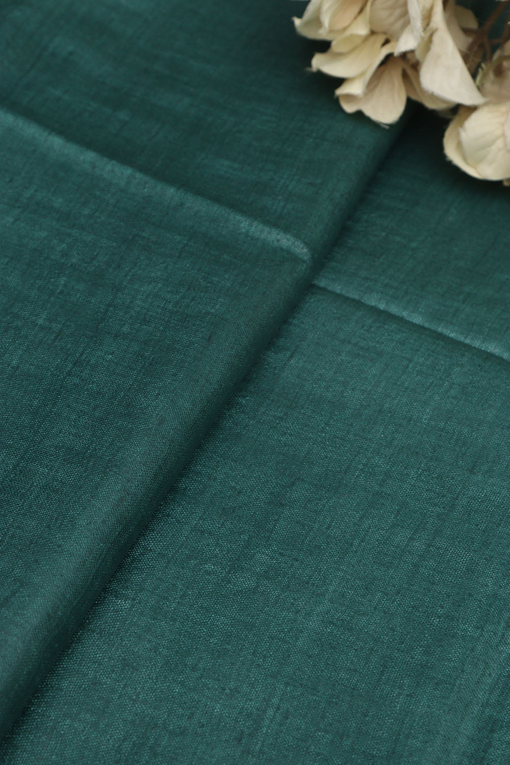 Green Plain Handloom Pure Matka Silk Fabric ( 1 Mtr ) - Luxurion World