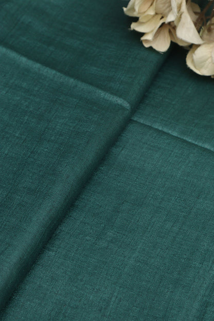Green Plain Handloom Pure Matka Silk Fabric ( 1 Mtr ) - Luxurion World