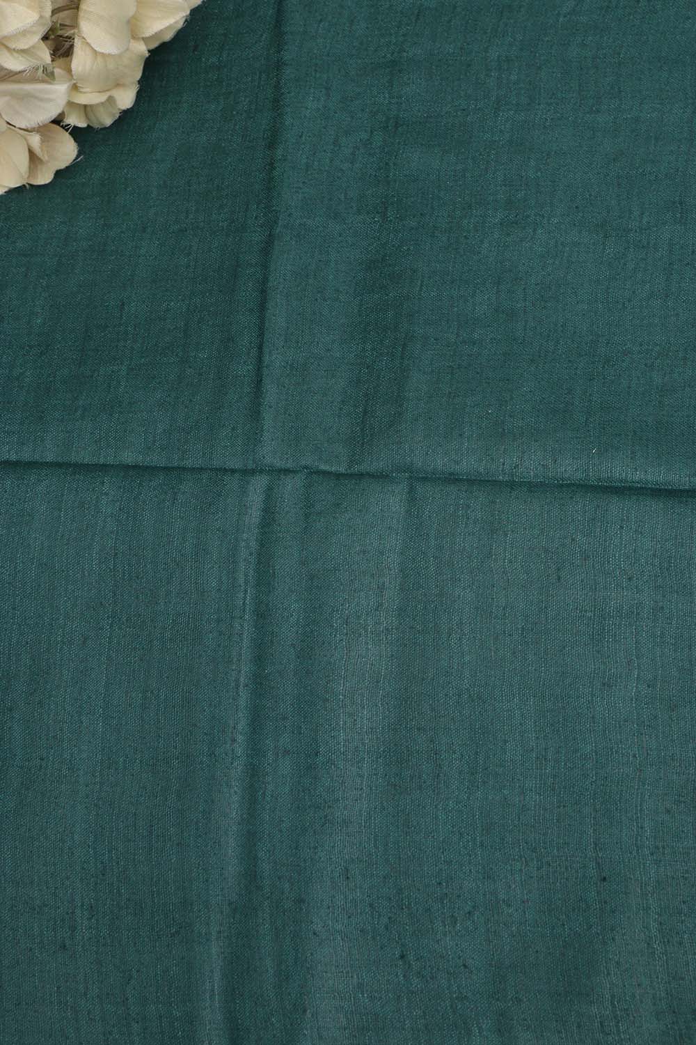 Green Plain Handloom Pure Matka Silk Fabric ( 1 Mtr ) - Luxurion World