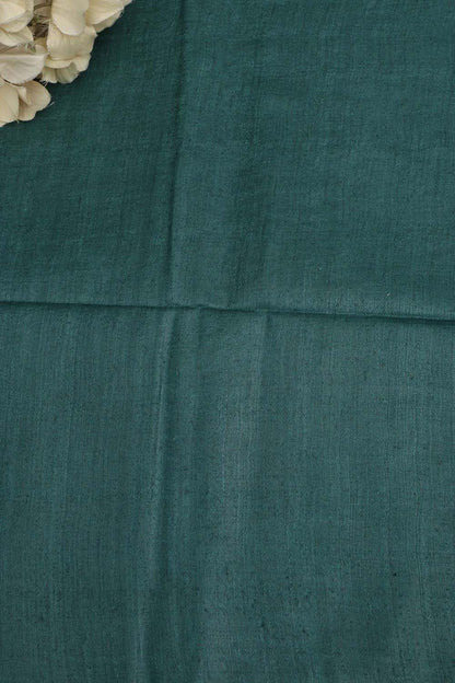 Green Plain Handloom Pure Matka Silk Fabric ( 1 Mtr ) - Luxurion World