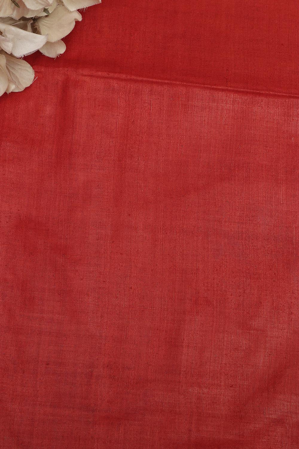 Red Plain Handloom Pure Matka Silk Fabric ( 1 Mtr ) - Luxurion World
