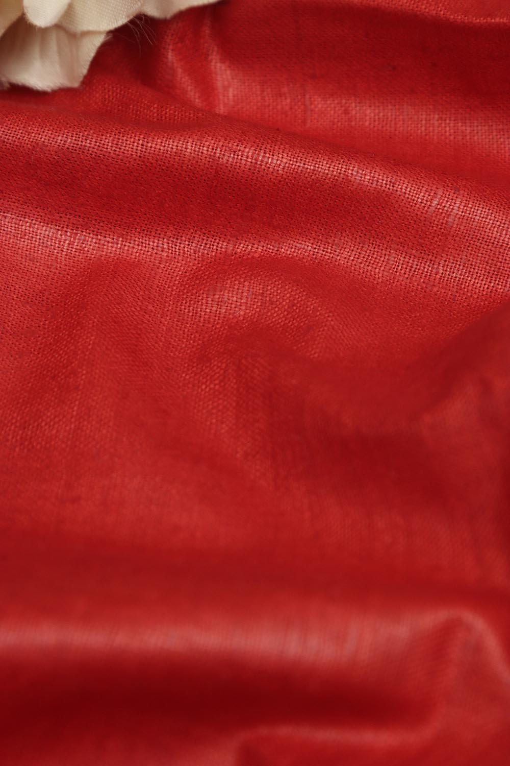 Red Plain Handloom Pure Matka Silk Fabric ( 1 Mtr ) - Luxurion World
