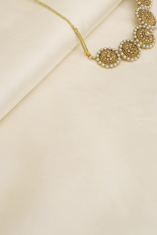 Off White Plain Silk Fabric ( 0.75 Mtr ) - Luxurion World