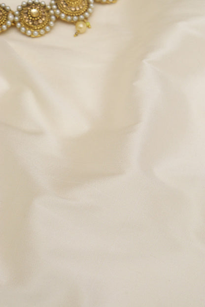 Off White Plain Silk Fabric ( 1 Mtr ) - Luxurion World
