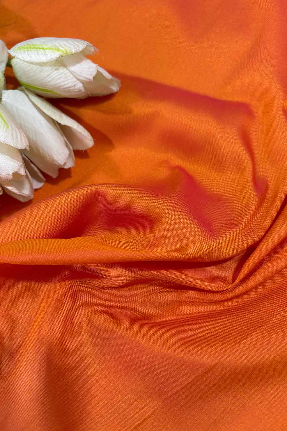 Orange Plain Silk Fabric ( 1 Mtr ) - Luxurion World