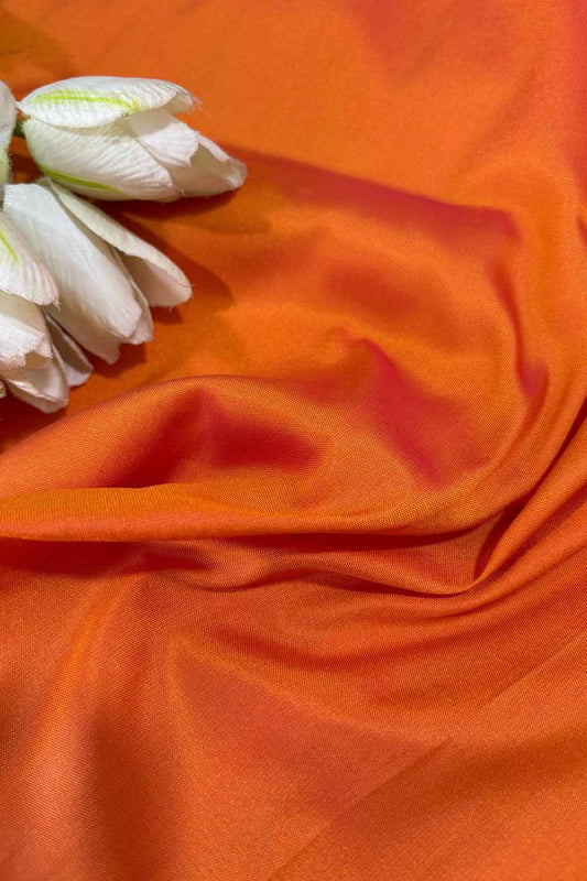 Orange Plain Silk Fabric ( 1 Mtr ) - Luxurion World
