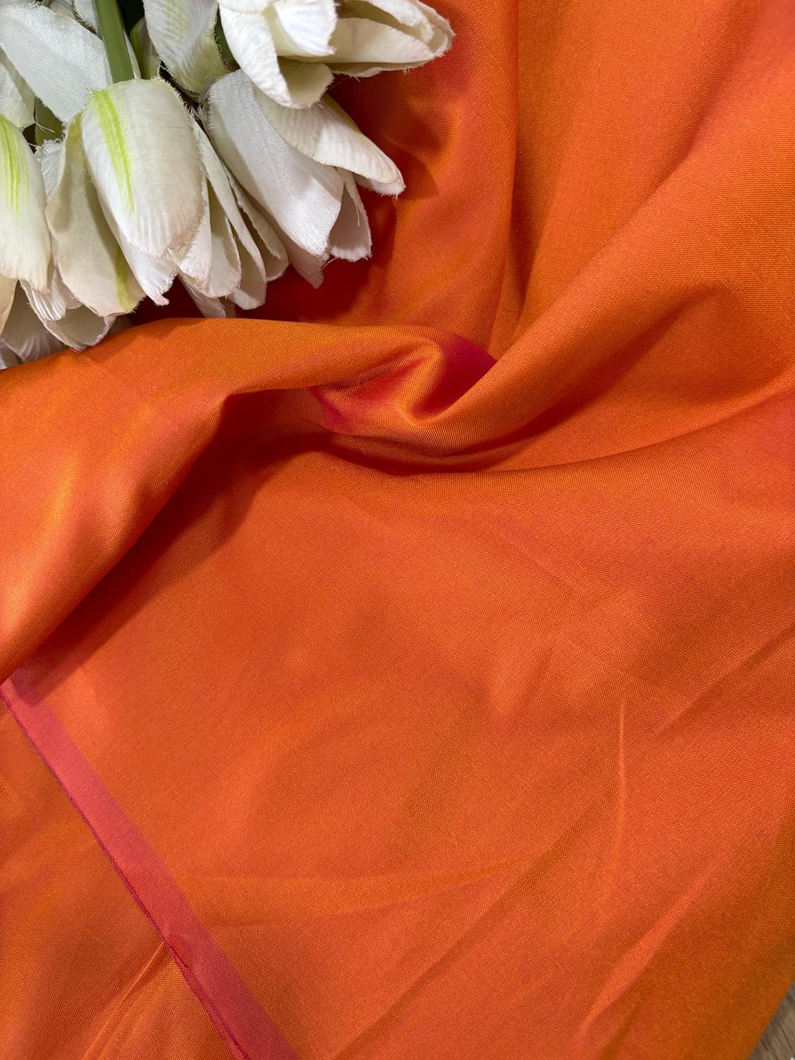 Orange Plain Silk Fabric ( 1 Mtr ) - Luxurion World