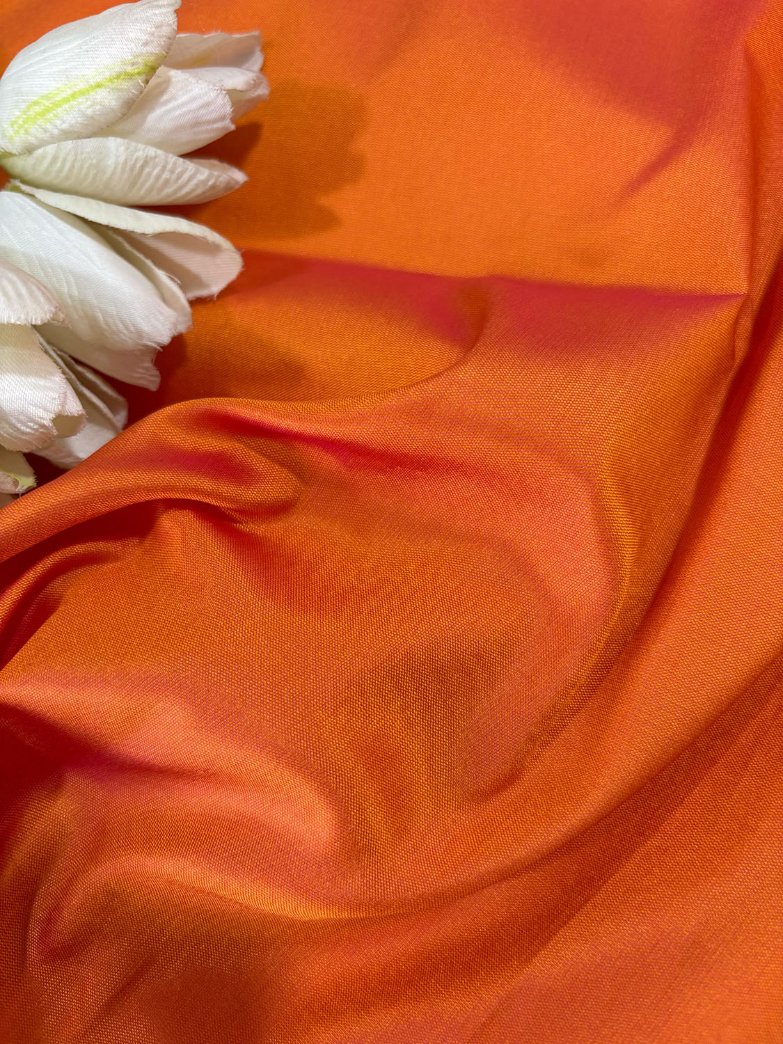 Orange Plain Silk Fabric ( 1 Mtr ) - Luxurion World