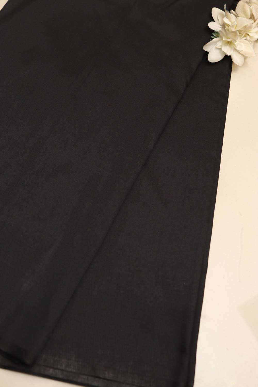 Classic Black Plain Silk Fabric ( 1 Mtr ) - Luxurion World