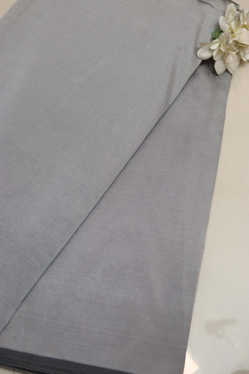 Soft Grey Plain Silk Fabric ( 1 Mtr ) - Luxurion World