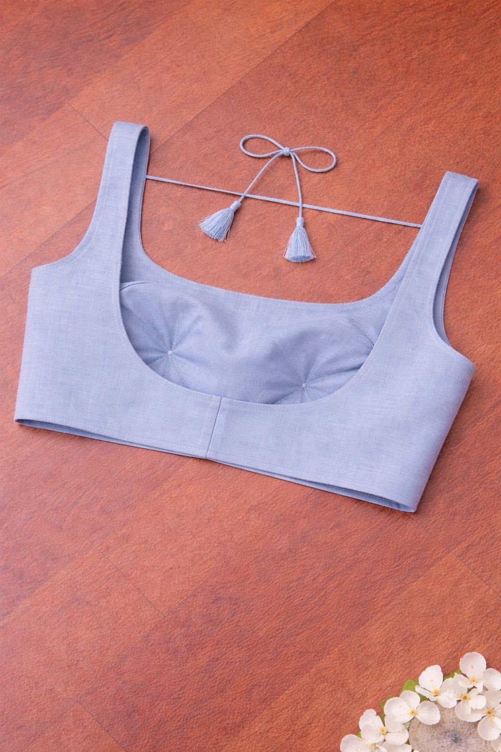 Blue Plain Linen Cotton Blouse - Luxurion World