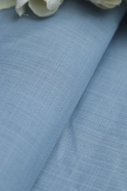 Blue Plain Linen Cotton Fabric ( 1 Mtr ) - Luxurion World