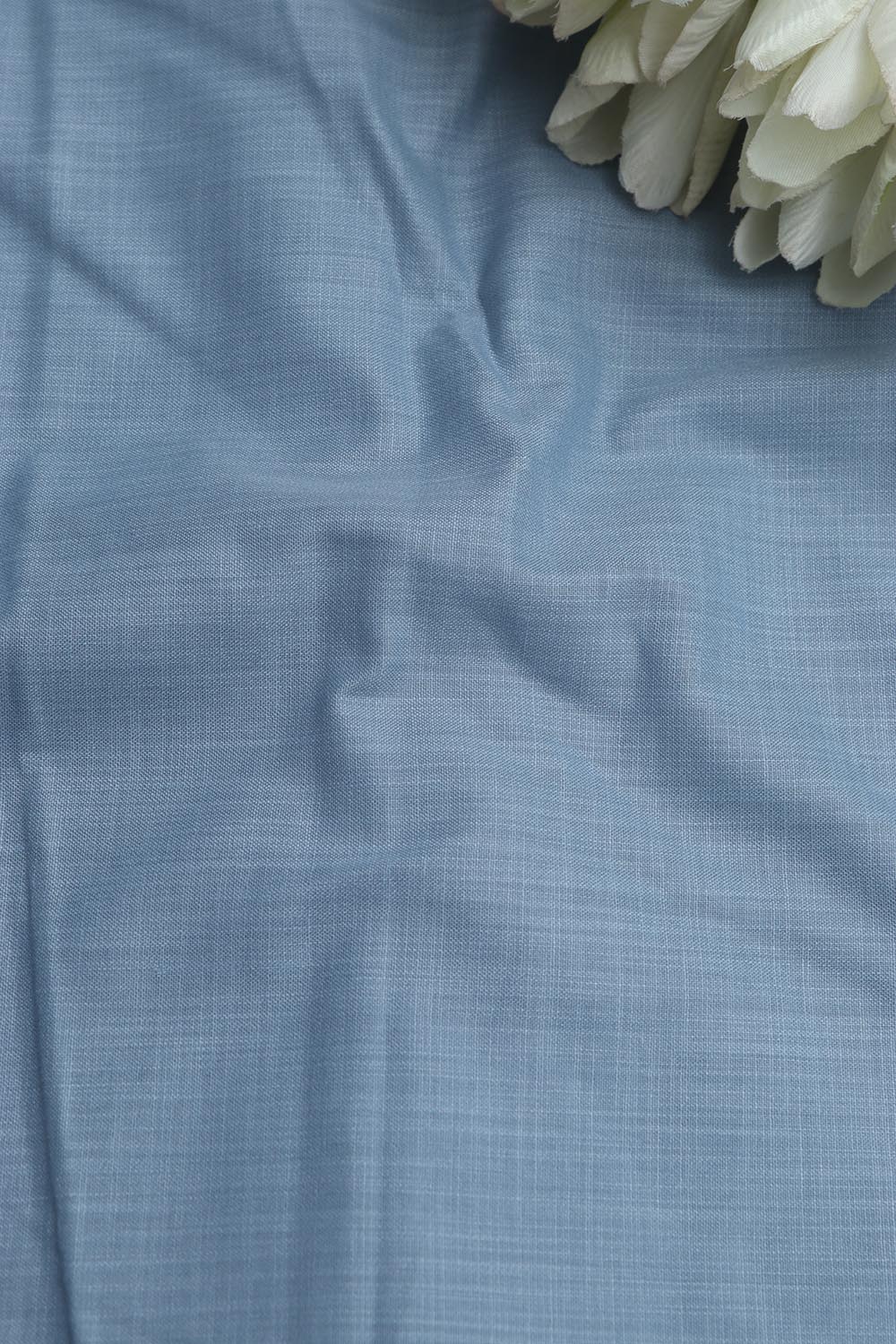 Blue Plain Linen Cotton Fabric ( 1 Mtr ) - Luxurion World